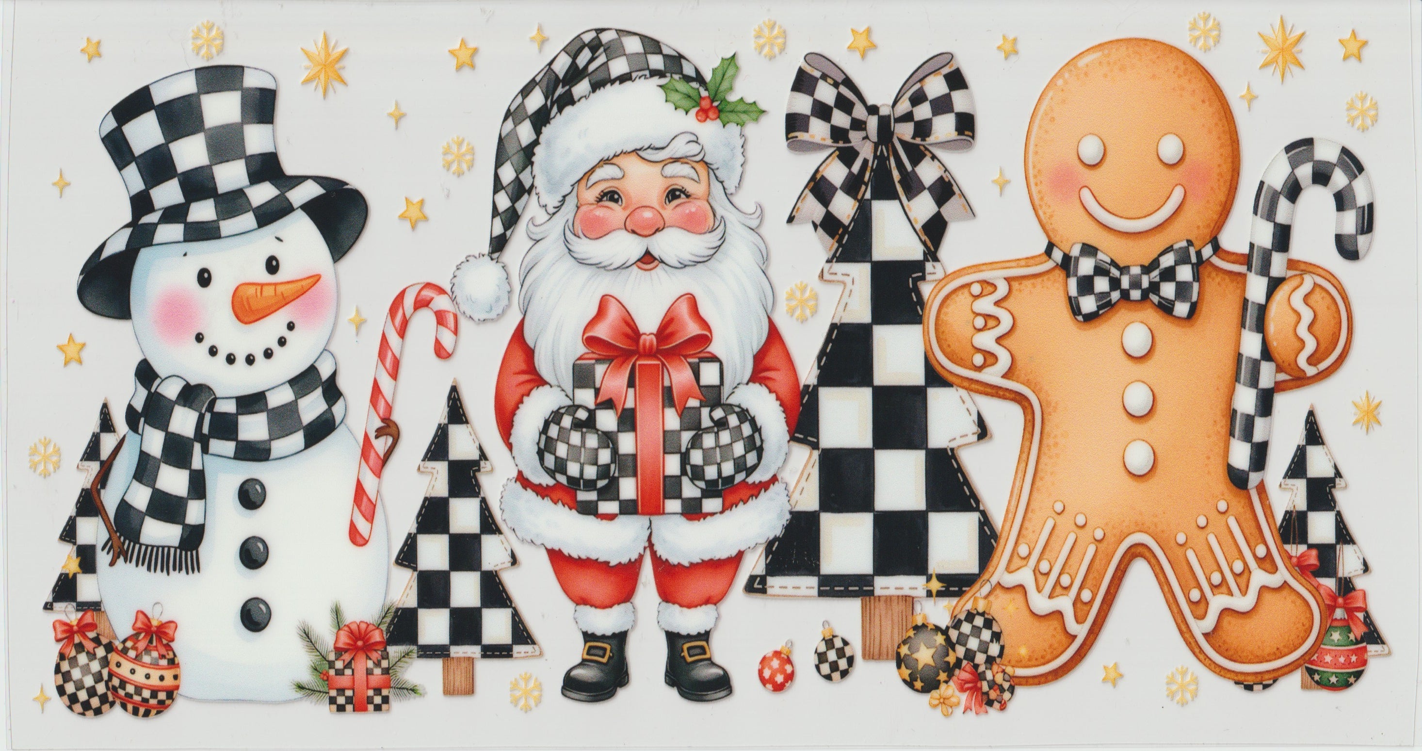 Checkered Santa Snowman Gingerbread man