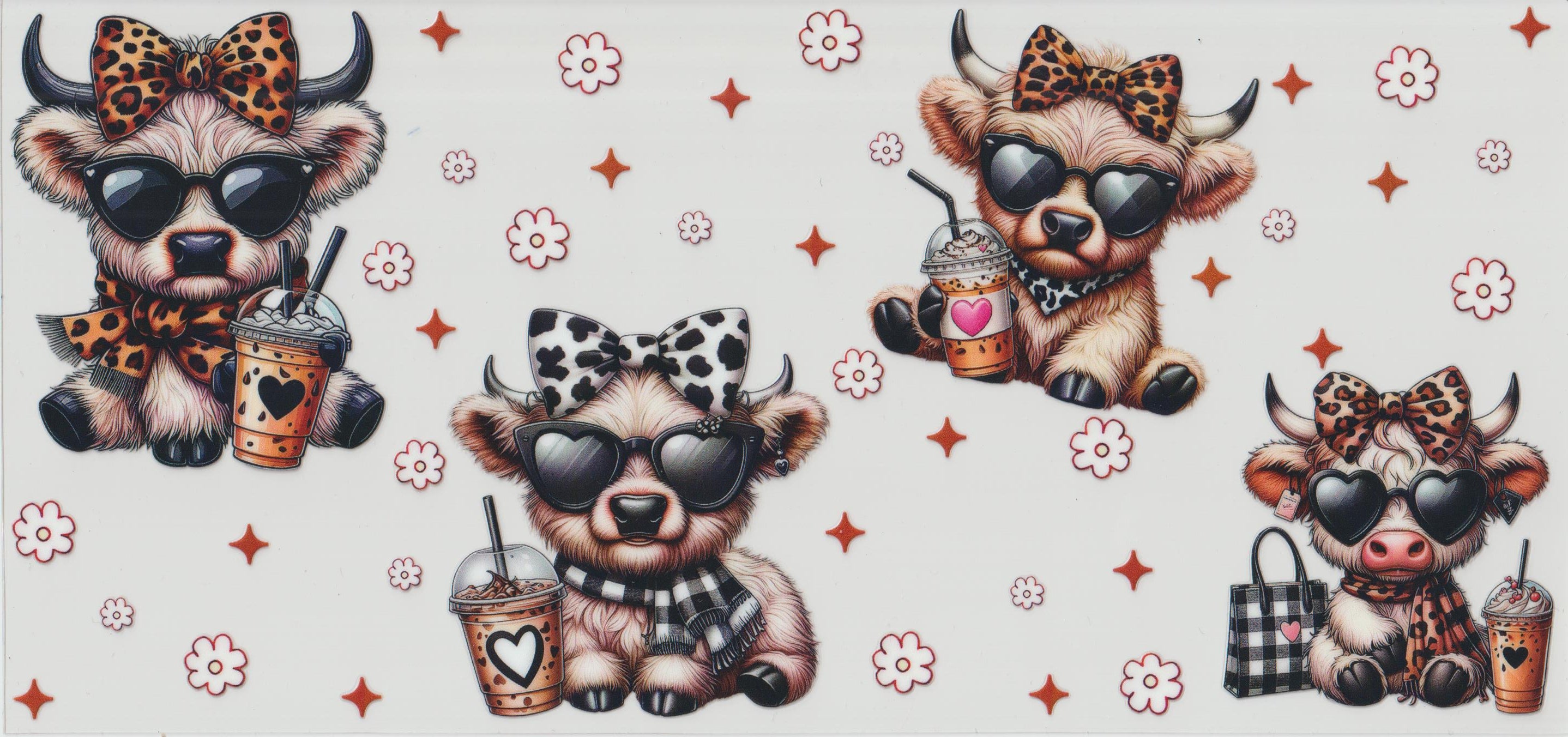 Leopard coffee drinking moo moo's
