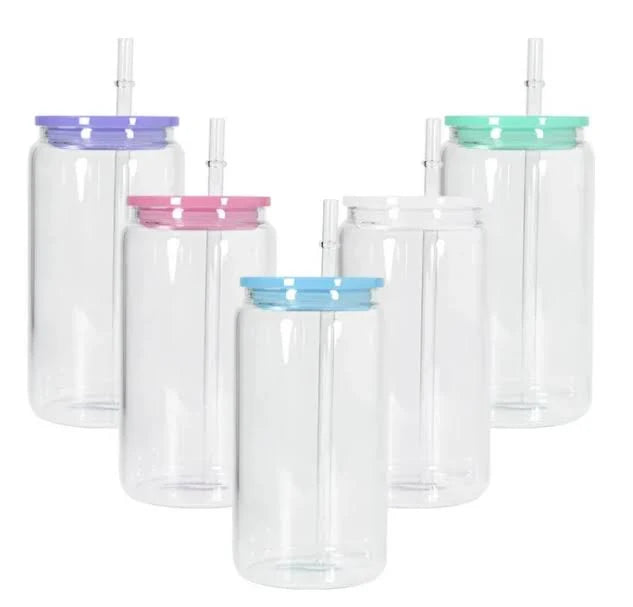 20oz Can Style Tumblers with different colored Lids