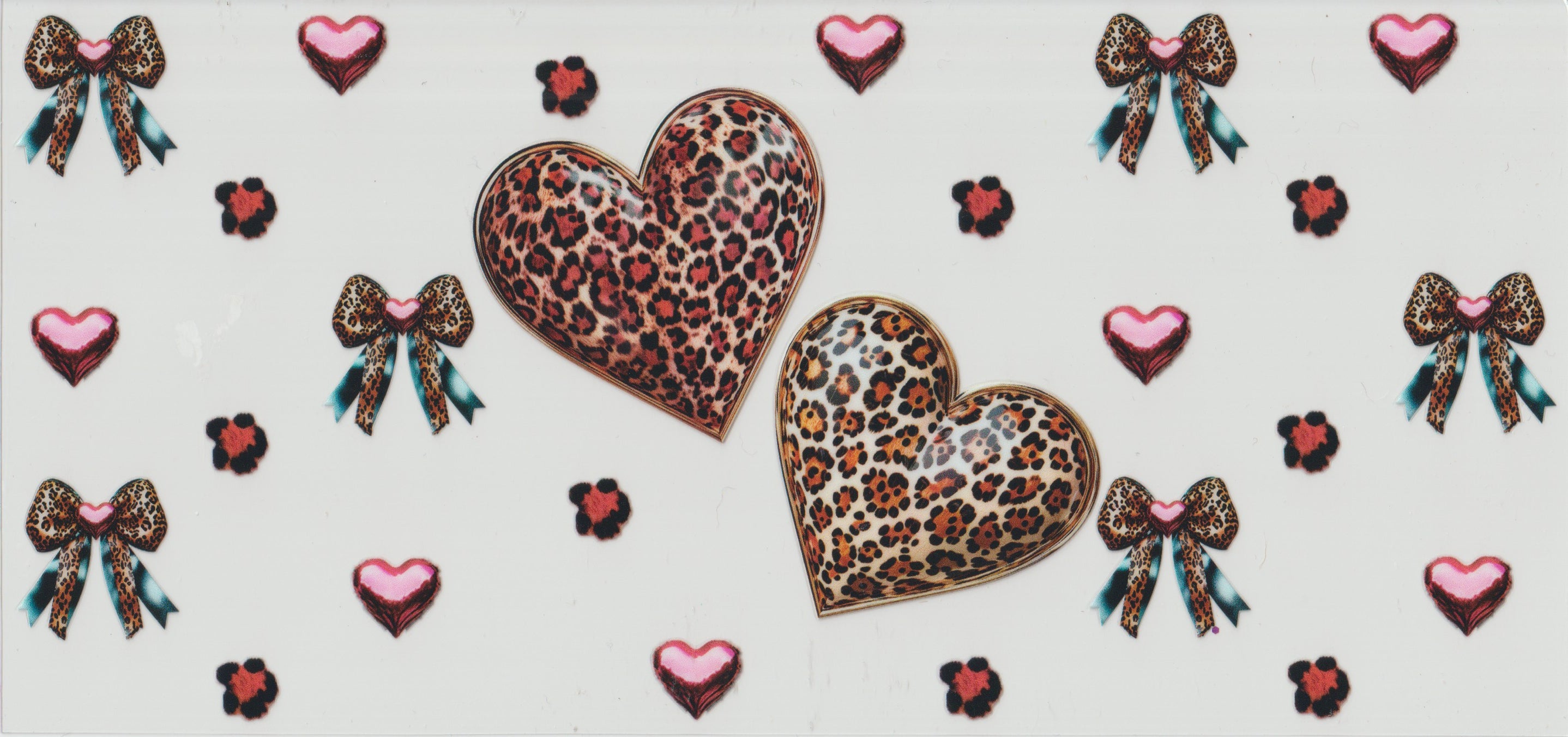 Leopard hearts and Teal bows