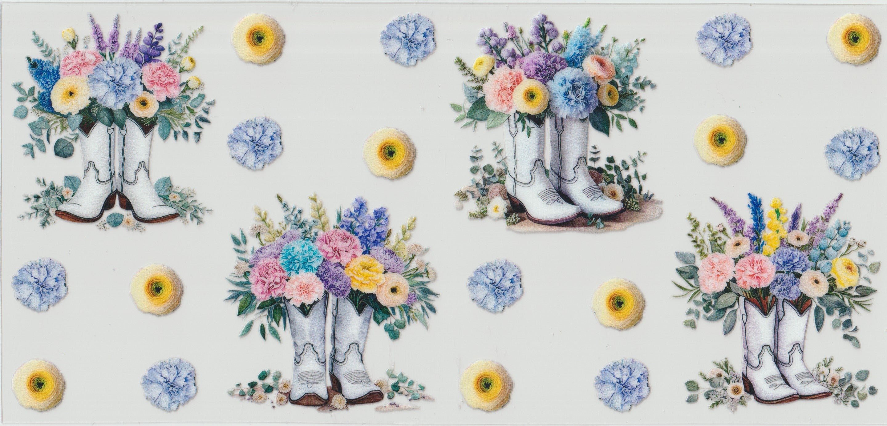 Whit Boots with flowers