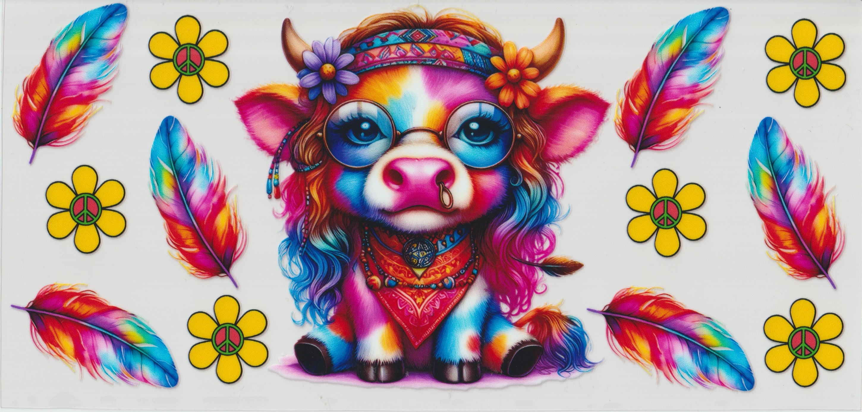 Hippie moo moo with peace sign