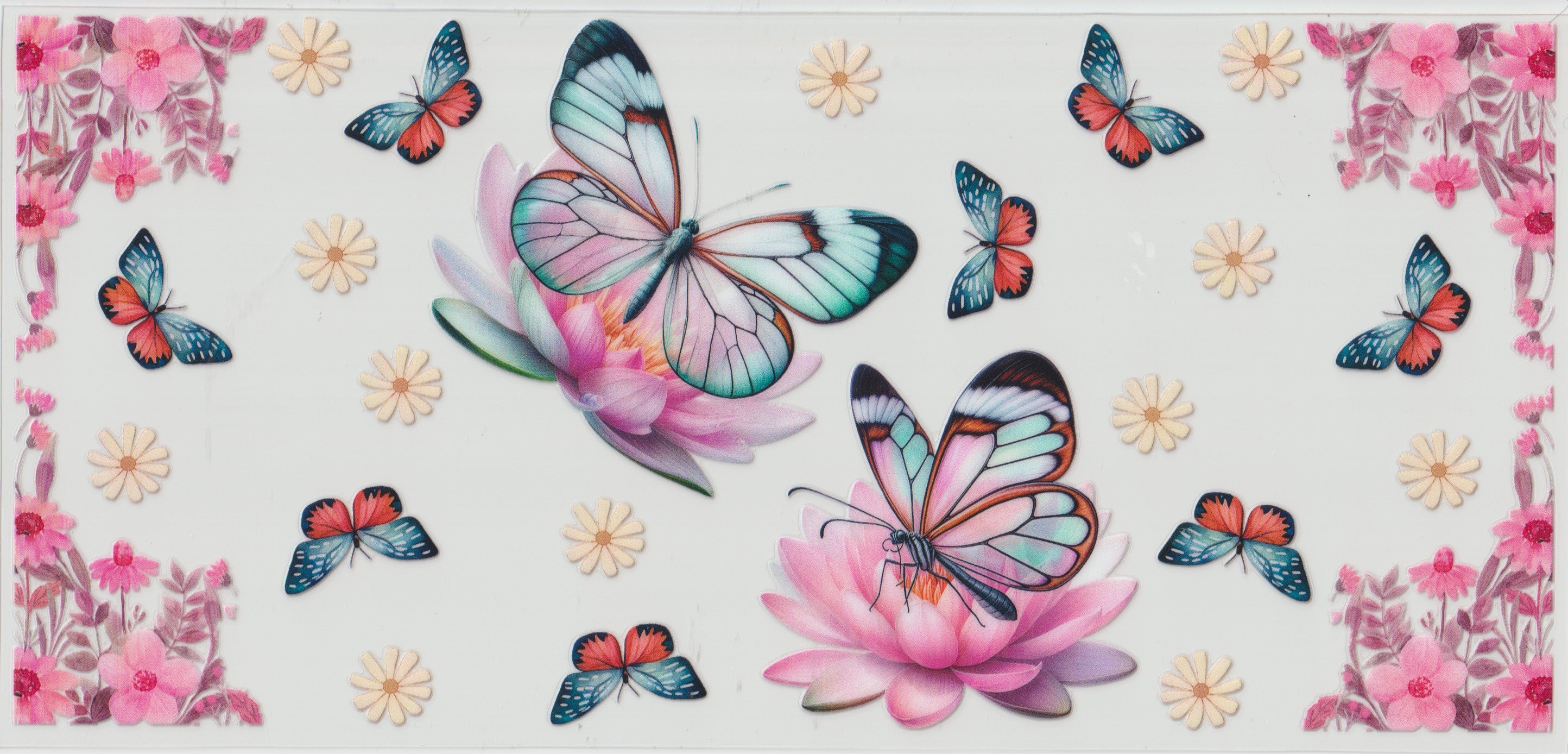 Butterflies and Pink flowers