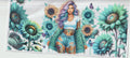 Turquoise sunflower tattoo girl