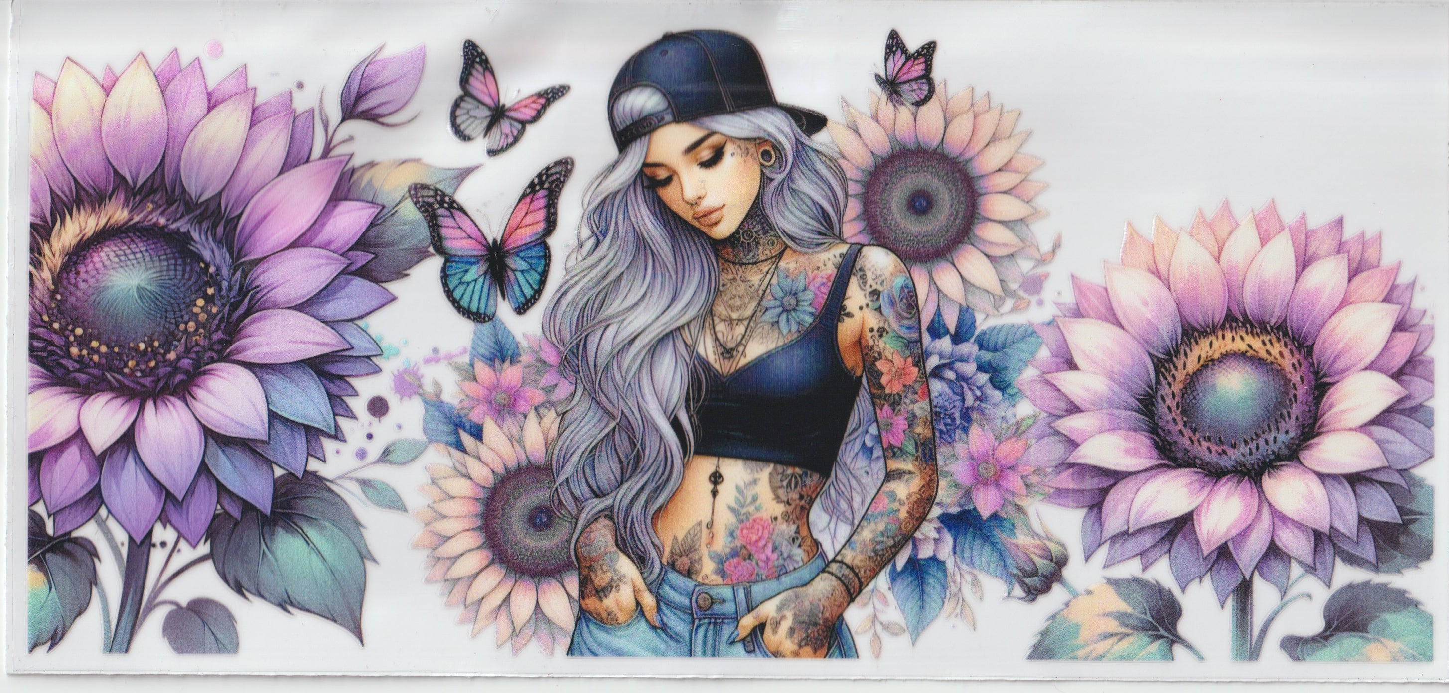 Backwards hat tattoo girl