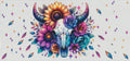Skull with sunflower