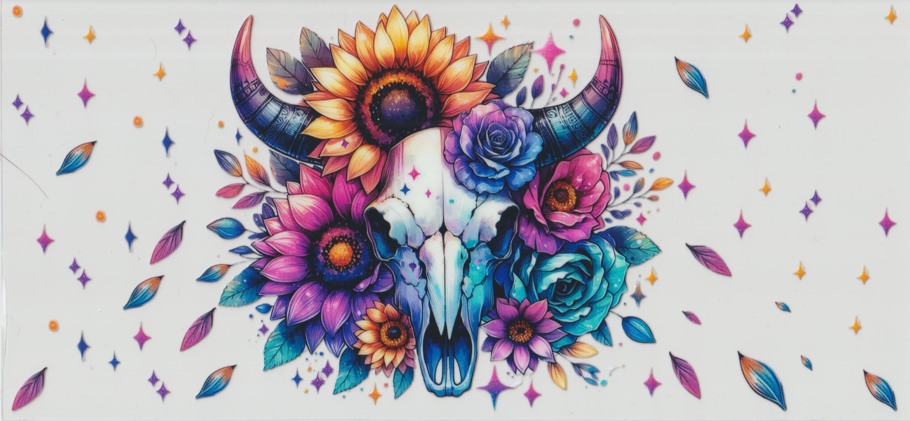 Skull with sunflower